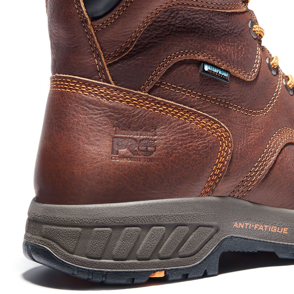 Timberland Μποτακια Εργασίας Ανδρικα Καφε - Pro® Helix Hd 8\" Comp Toe - Greece 1247803-YE